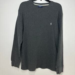 Men's XL Polo Ralph Lauren Gray Thermal Long Sleeve Sleep Shirt